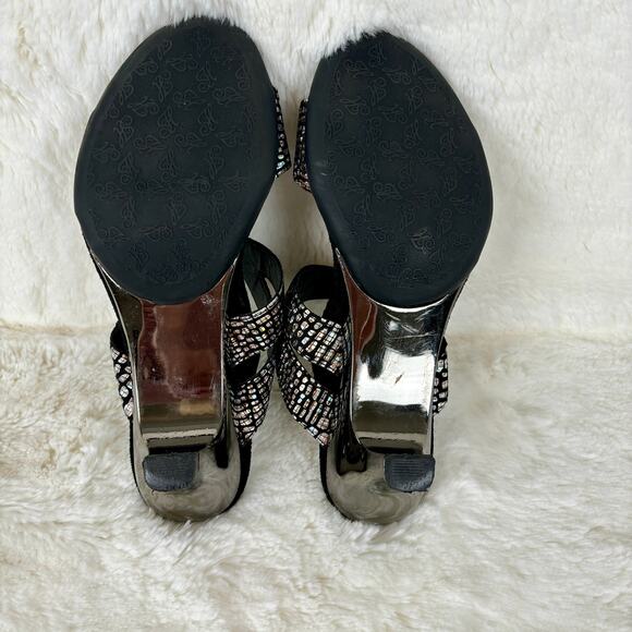 Helle Comfort Black/Silver Slip On Sandals Low Heels Women’s Size 8.5 - Picture 7 of 8